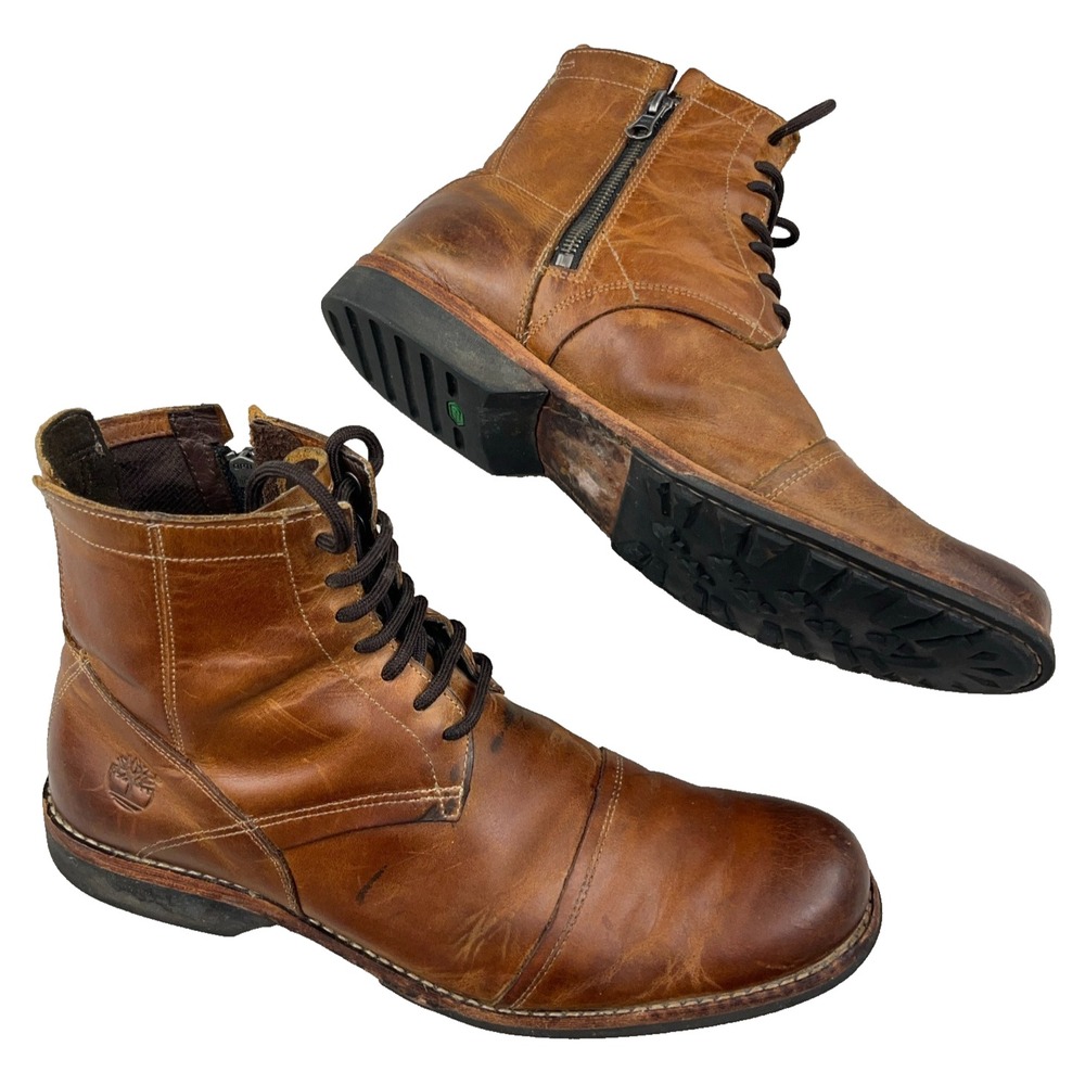 Timberland Earthkeepers City Chukka Boots Mens 10.5 M Brown Leather Side Zip